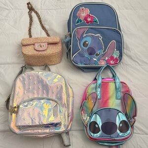 Disney Blue and Teal Stitch Kids Backpack with Floral Accents